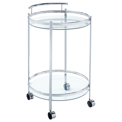 Chrissy Chrome Round Glass Bar Cart - 181367 - Bien Home Furniture &amp; Electronics