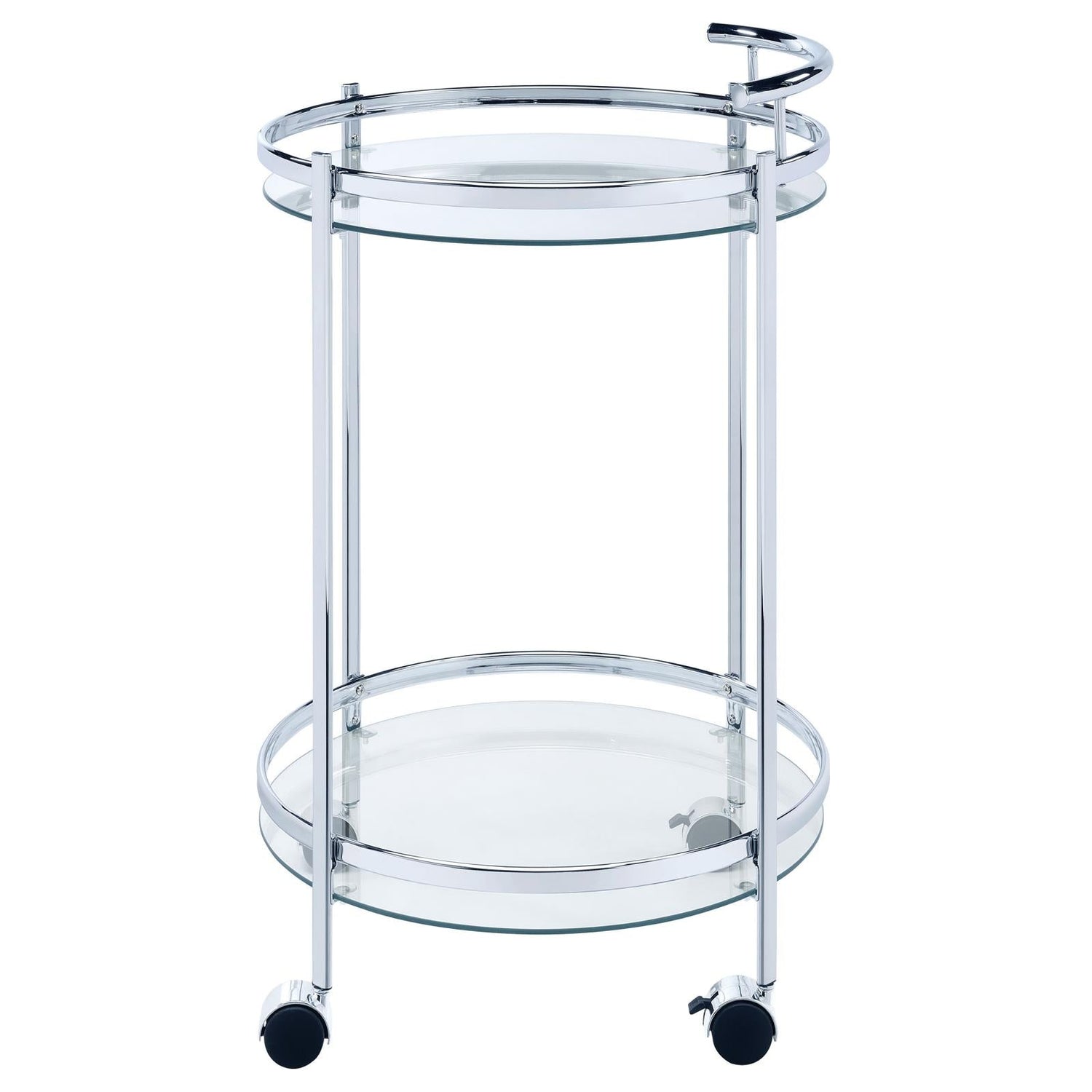 Chrissy Chrome Round Glass Bar Cart - 181367 - Bien Home Furniture &amp; Electronics