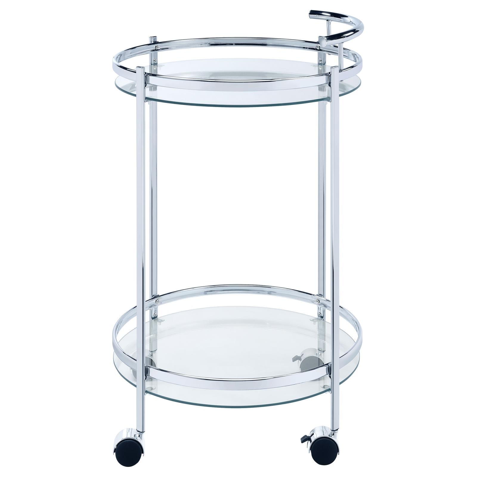 Chrissy Chrome Round Glass Bar Cart - 181367 - Bien Home Furniture &amp; Electronics