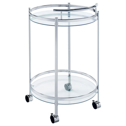 Chrissy Chrome Round Glass Bar Cart - 181367 - Bien Home Furniture &amp; Electronics