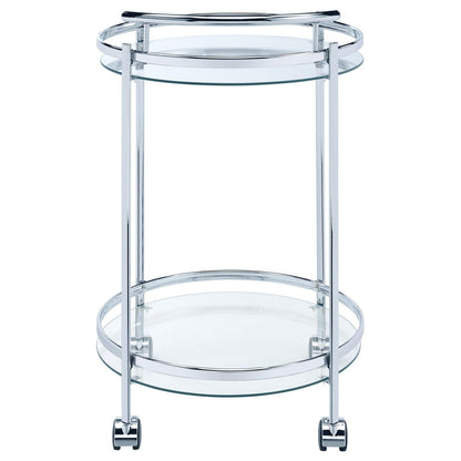 Chrissy Chrome Round Glass Bar Cart - 181367 - Bien Home Furniture &amp; Electronics