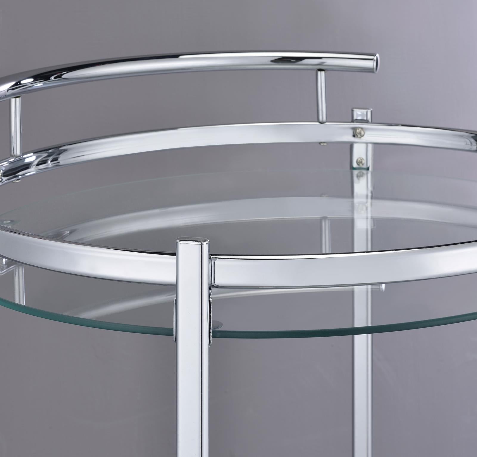 Chrissy Chrome Round Glass Bar Cart - 181367 - Bien Home Furniture &amp; Electronics