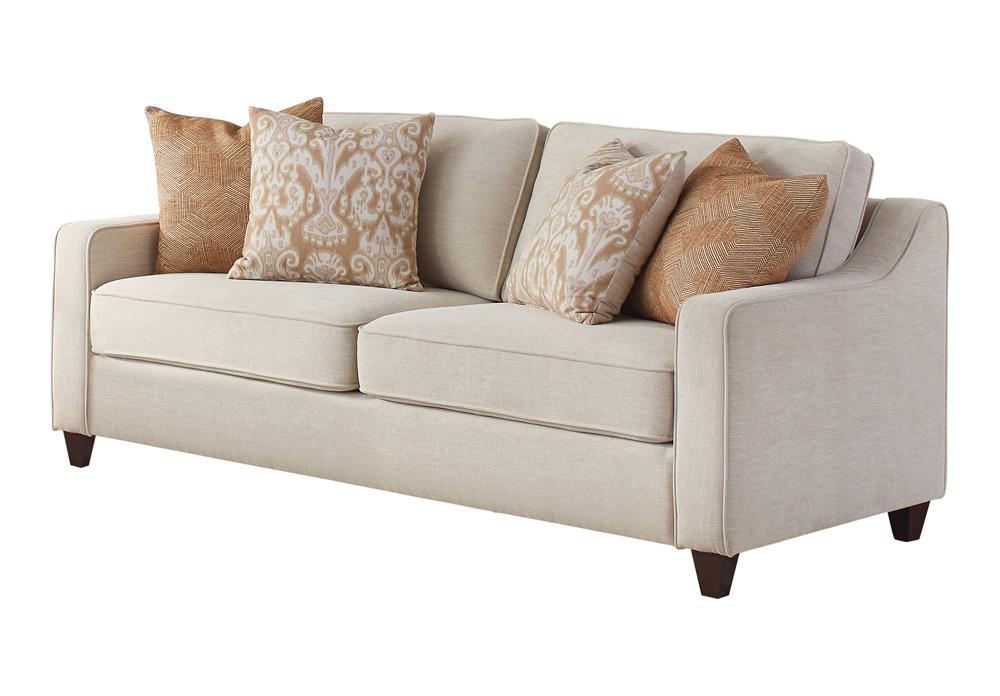 Christine Upholstered Cushion Back Sofa Beige - 552061 - Bien Home Furniture &amp; Electronics