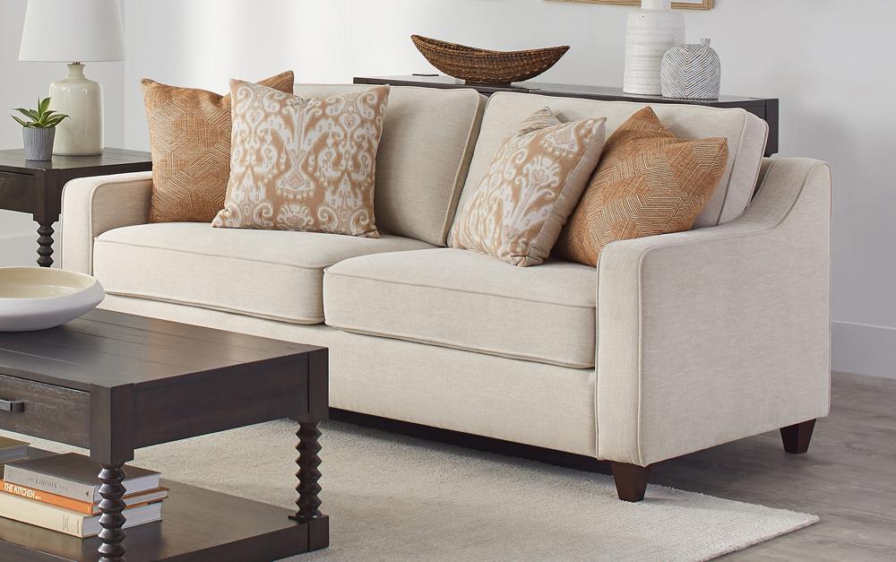 Christine Upholstered Cushion Back Sofa Beige - 552061 - Bien Home Furniture &amp; Electronics