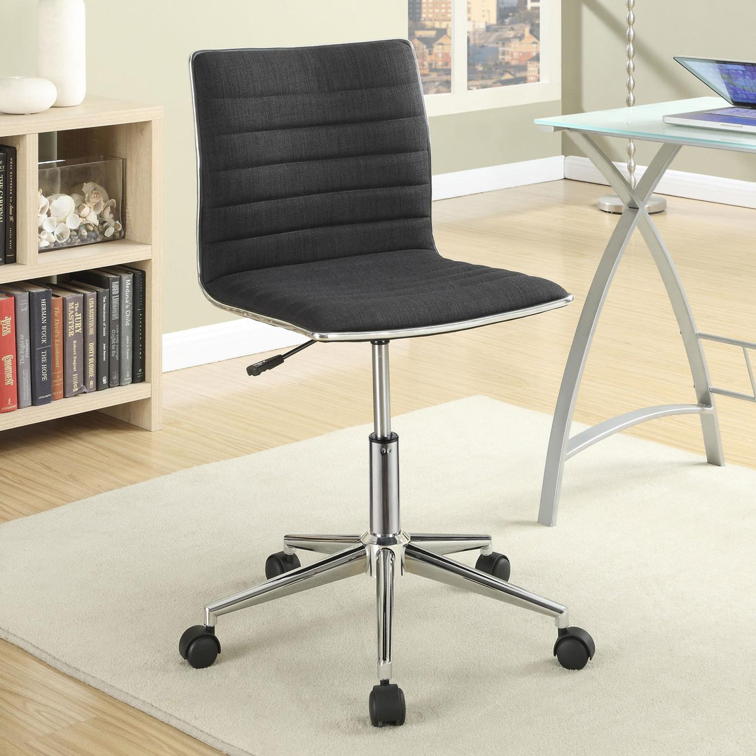 Chryses Black/Chrome Adjustable Height Office Chair - 800725 - Bien Home Furniture &amp; Electronics