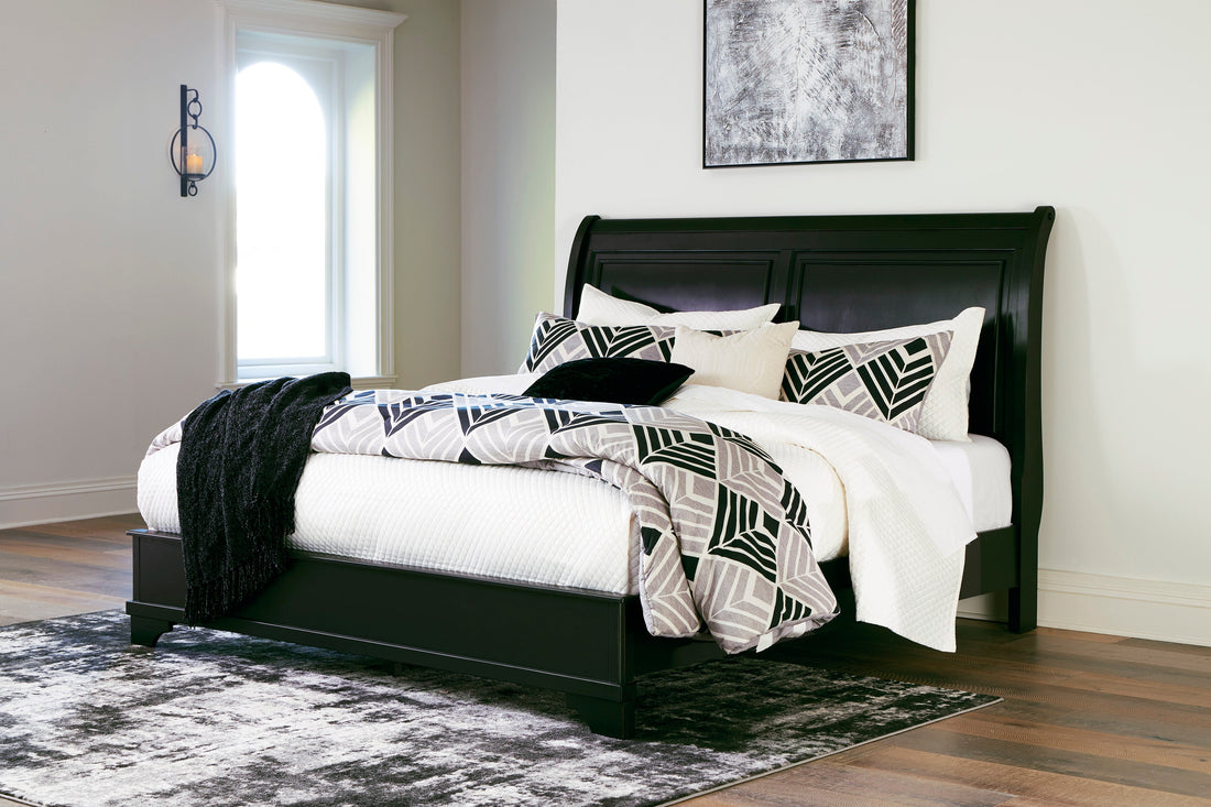 Chylanta Black Sleigh Bedroom Set - SET | B739-76 | B739-78 | B739-31 | B739-36 - Bien Home Furniture &amp; Electronics