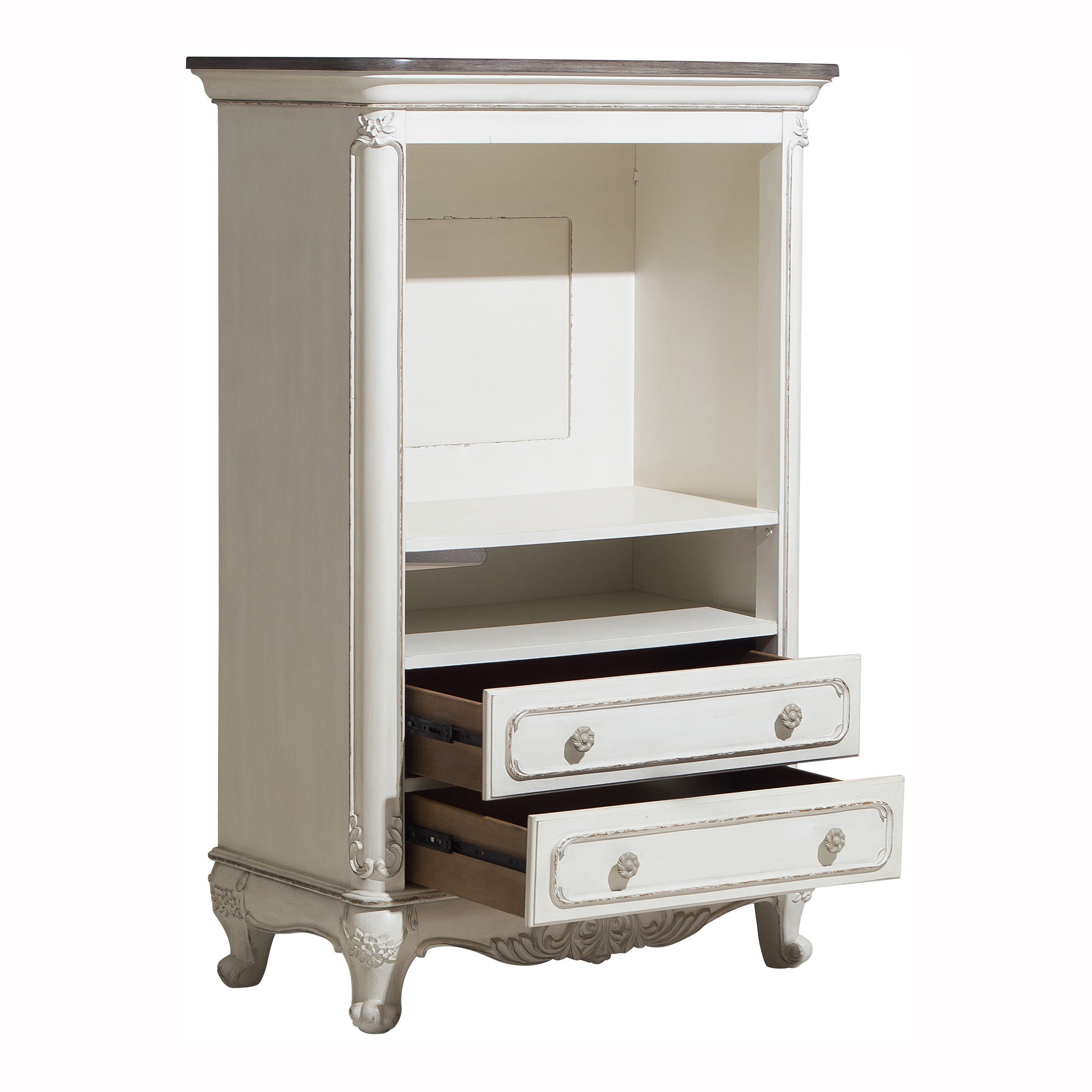 Cinderella Antique White Armoire - 1386NW-7 - Bien Home Furniture &amp; Electronics