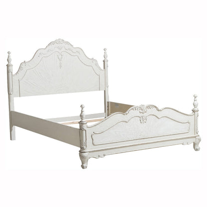 Cinderella Antique White Full Poster Bed - SET | 1386FNW-1 | 1386FNW-2 | 1386FNW-3 - Bien Home Furniture &amp; Electronics