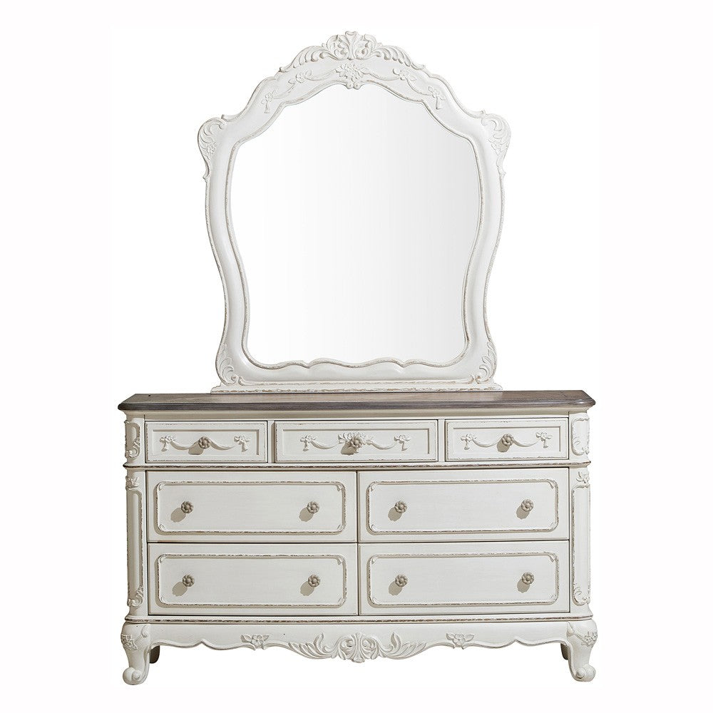 Cinderella Antique White Mirror (Mirror Only) - 1386NW-6 - Bien Home Furniture &amp; Electronics