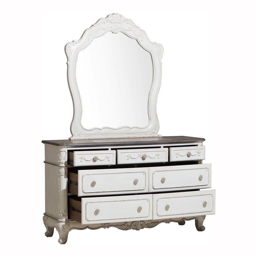 Cinderella Antique White Mirror (Mirror Only) - 1386NW-6 - Bien Home Furniture &amp; Electronics