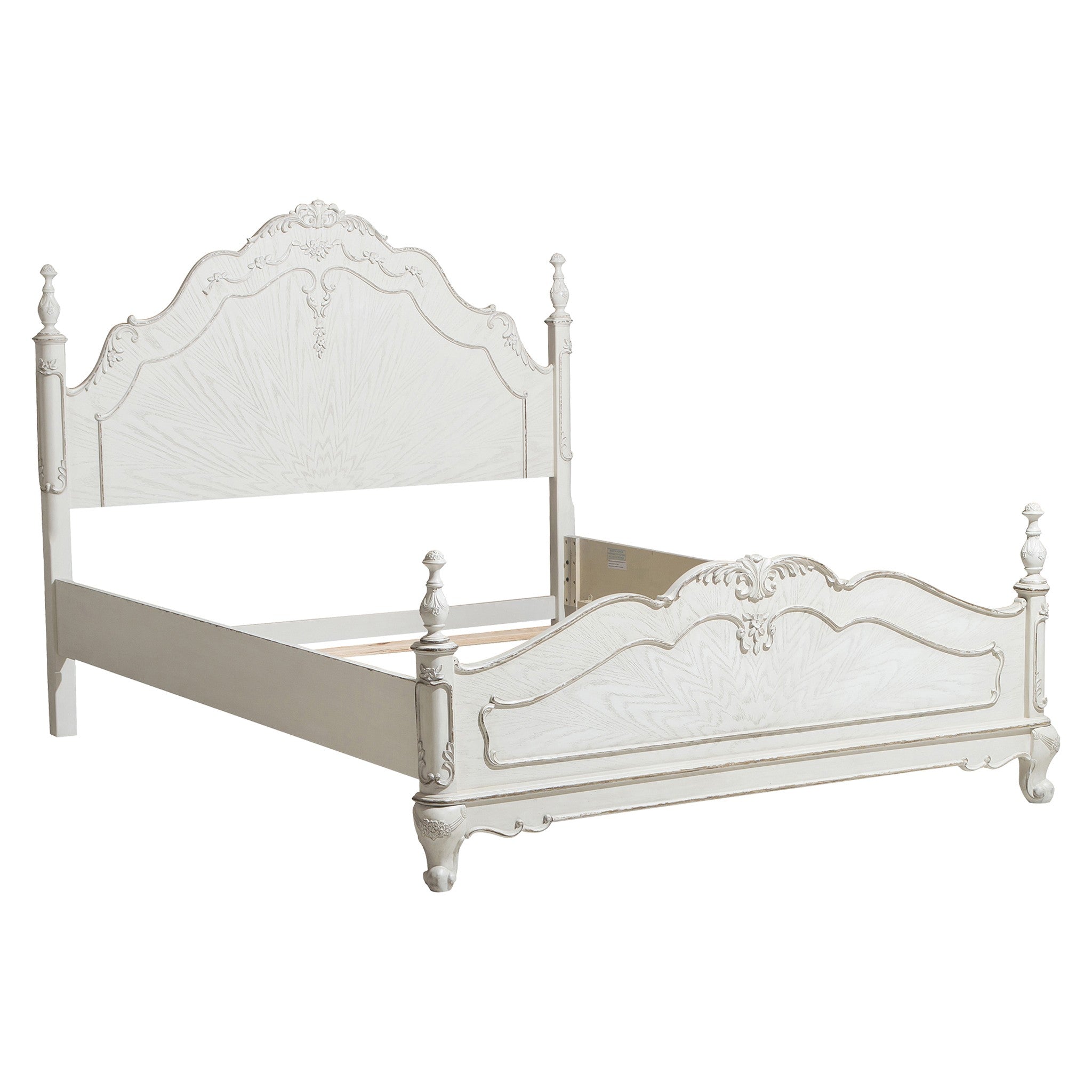 Cinderella Antique White Queen Bed - SET | 1386NW-1 | 1386NW-2 | 1386NW-3 - Bien Home Furniture &amp; Electronics