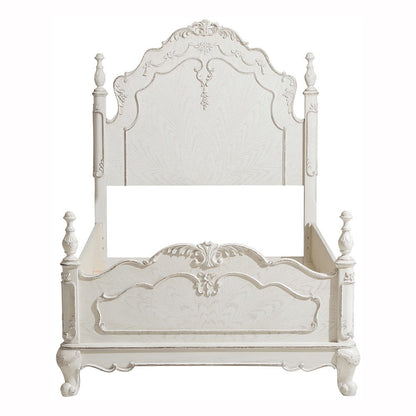 Cinderella Antique White Twin Poster Bed - SET | 1386TNW-1 | 1386TNW-2 | 1386TNW-3 - Bien Home Furniture &amp; Electronics
