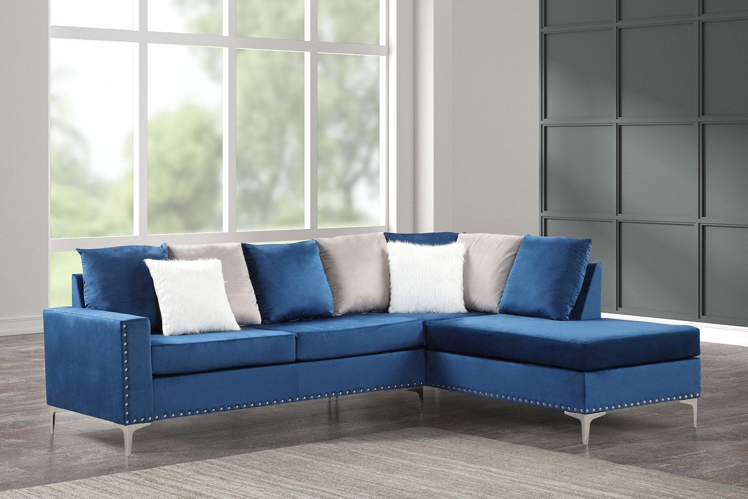 Cindy Neo Blue Reversible Sectional - Cindy2 Blue - Bien Home Furniture &amp; Electronics