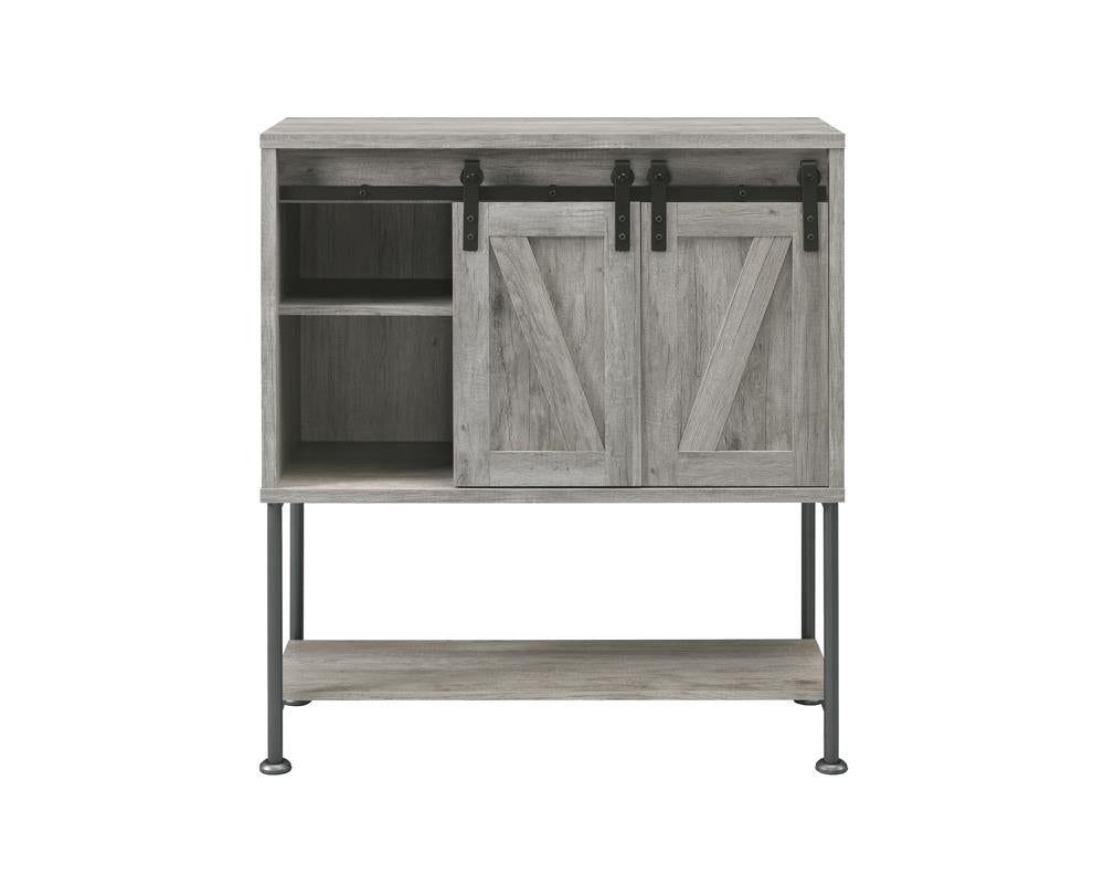 Claremont Gray Driftwood Sliding Door Bar Cabinet with Lower Shelf - 183038 - Bien Home Furniture &amp; Electronics