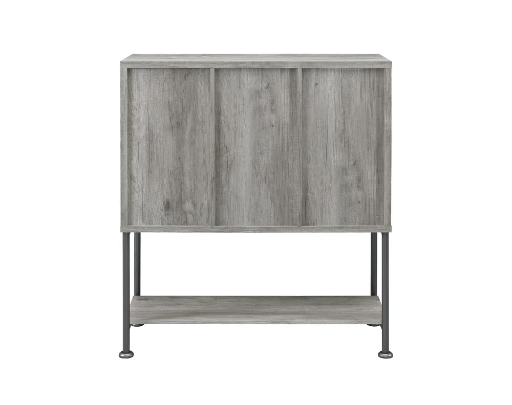 Claremont Gray Driftwood Sliding Door Bar Cabinet with Lower Shelf - 183038 - Bien Home Furniture &amp; Electronics