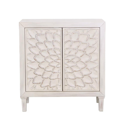 Clarkia White Accent Cabinet with Floral Carved Door - 953347 - Bien Home Furniture &amp; Electronics