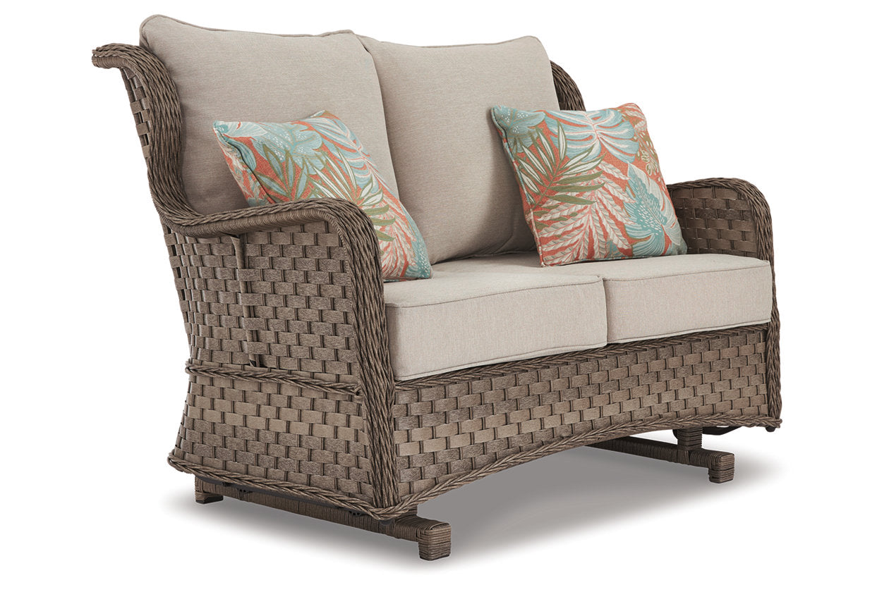 Clear Ridge Light Brown Glider Loveseat with Cushion - P361-835 - Bien Home Furniture &amp; Electronics