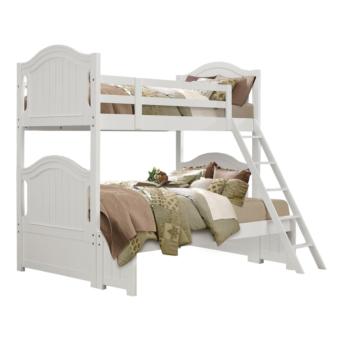 Clementine White Twin/Full Bunk Bed - SET | B1799-F | B1799-HF | B1799-RL | B1799-SL - Bien Home Furniture &amp; Electronics