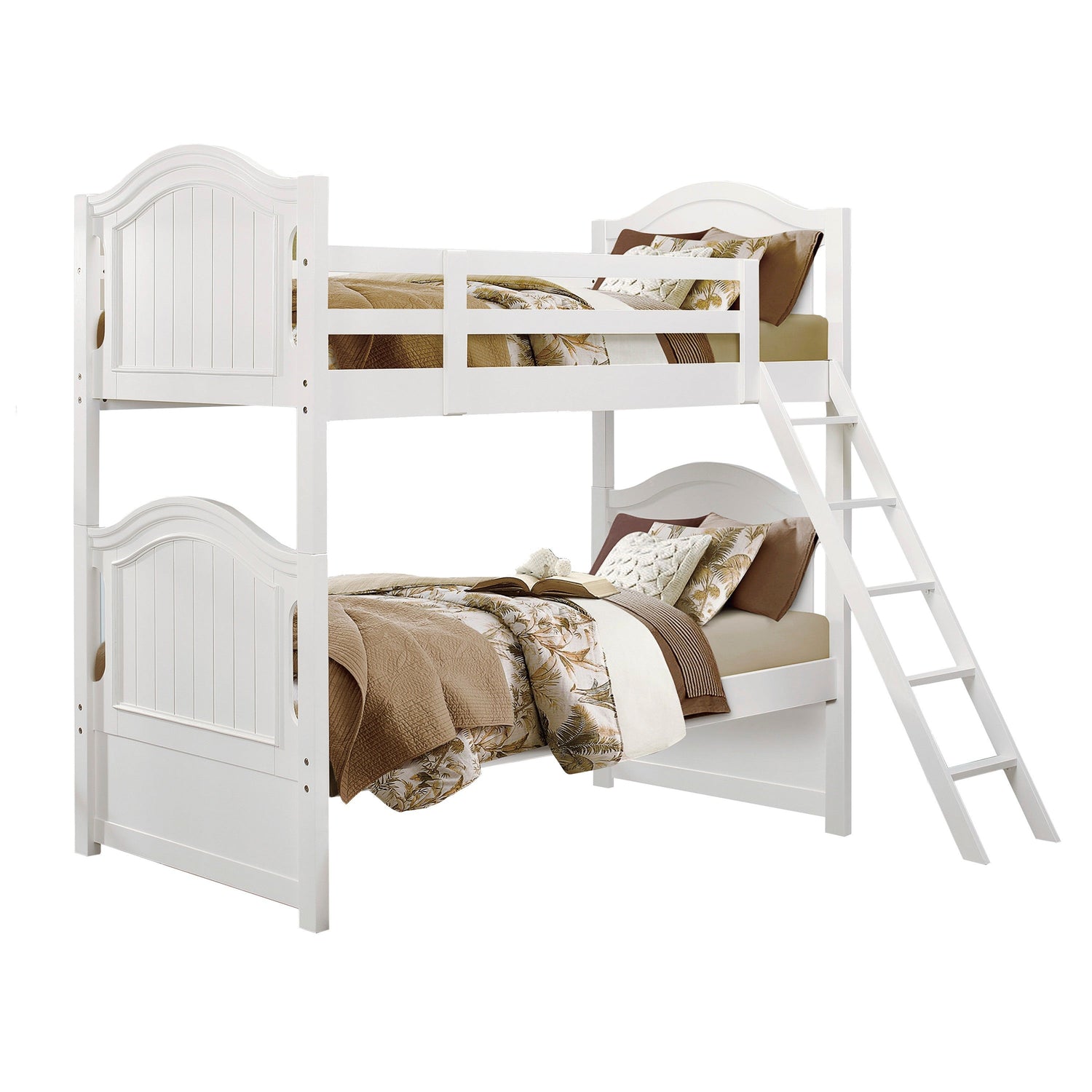 Clementine White Twin/Twin Bunk Bed with Twin Trundle - SET | B1799-HF | B1799-RL | B1799-SL | B1799-R - Bien Home Furniture &amp; Electronics