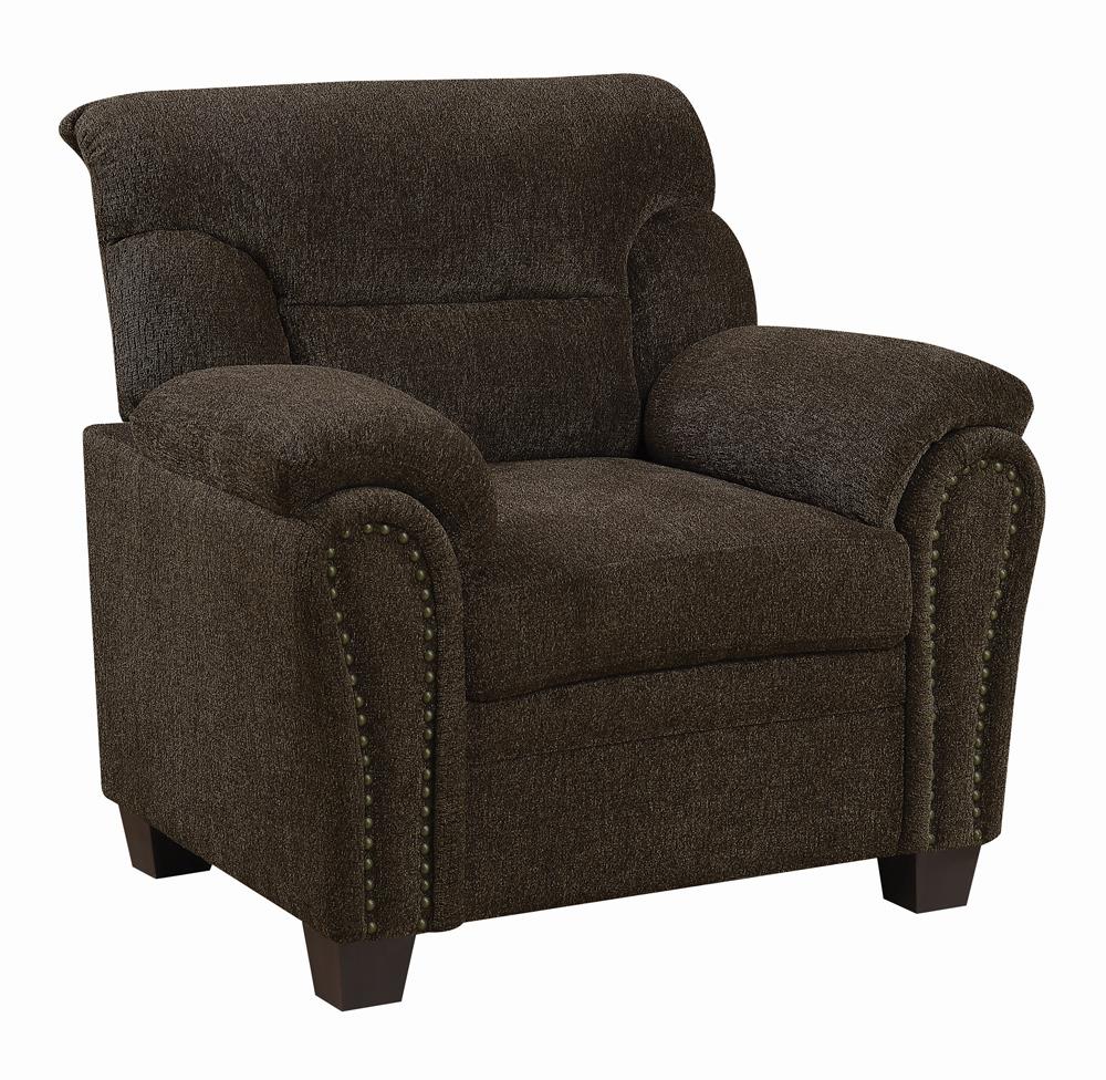 Clemintine Brown Upholstered Chair with Nailhead Trim - 506573 - Bien Home Furniture &amp; Electronics