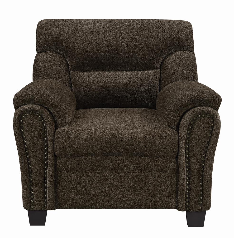 Clemintine Brown Upholstered Chair with Nailhead Trim - 506573 - Bien Home Furniture &amp; Electronics