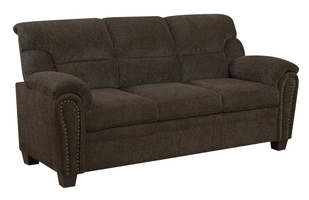 Clemintine Upholstered Sofa with Nailhead Trim Brown - 506571 - Bien Home Furniture &amp; Electronics