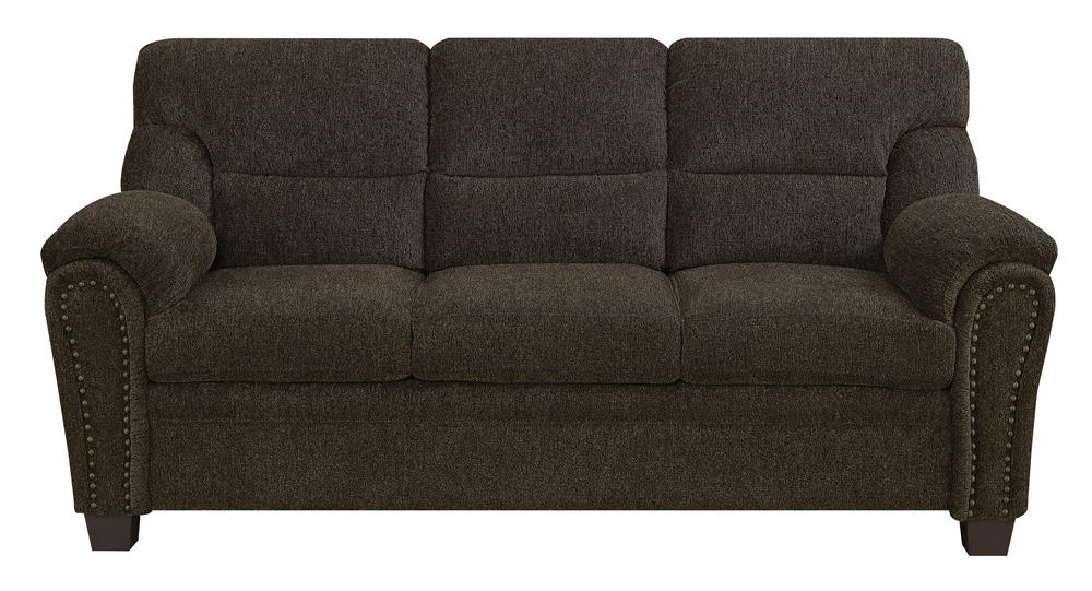 Clemintine Upholstered Sofa with Nailhead Trim Brown - 506571 - Bien Home Furniture &amp; Electronics