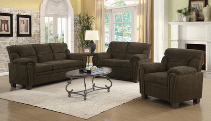 Clemintine Upholstered Sofa with Nailhead Trim Brown - 506571 - Bien Home Furniture &amp; Electronics