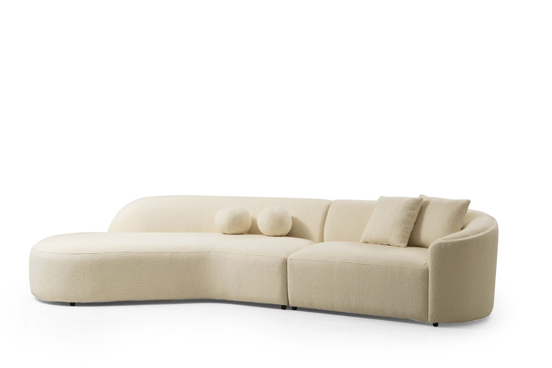 Cloe Ivory Boucle LAF Curved Sectional - CLOEBOUCLE-SECLAF - Bien Home Furniture &amp; Electronics