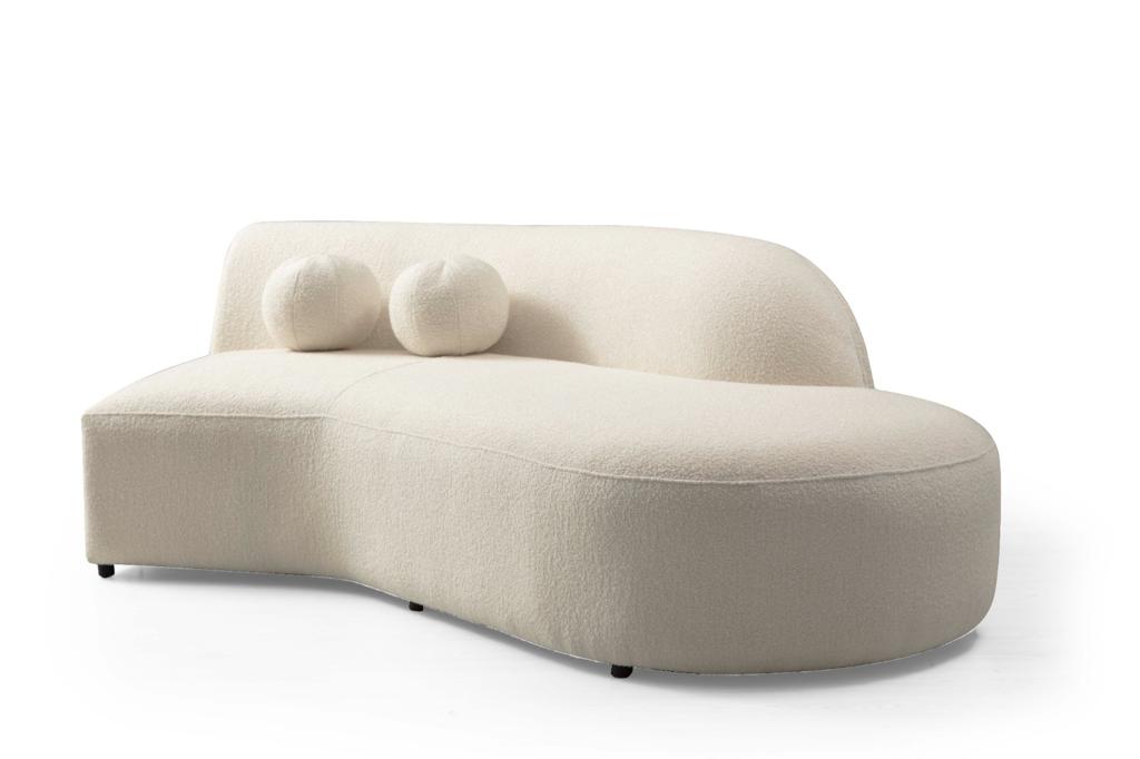 Cloe Ivory Boucle RAF Curved Sectional - CLOEBOUCLE-SECRAF - Bien Home Furniture &amp; Electronics