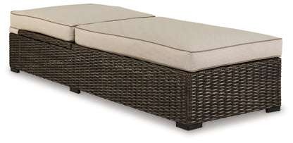 Coastline Bay Brown Outdoor Chaise Lounge with Cushion - P784-815 - Bien Home Furniture &amp; Electronics