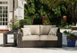 Coastline Bay Brown Outdoor Loveseat with Cushion - P784-835 - Bien Home Furniture & Electronics