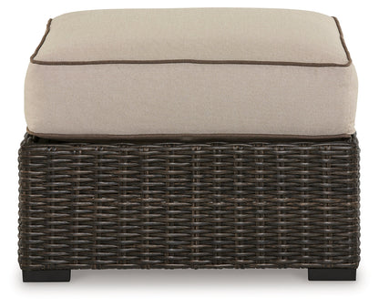 Coastline Bay Brown Outdoor Ottoman with Cushion - P784-814 - Bien Home Furniture &amp; Electronics