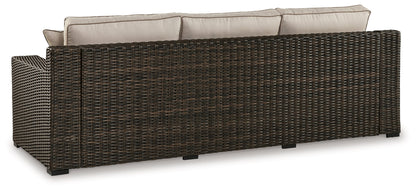 Coastline Bay Brown Outdoor Sofa with Cushion - P784-838 - Bien Home Furniture &amp; Electronics
