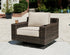 Coastline Bay Brown Outdoor Swivel Lounge with Cushion - P784-821 - Bien Home Furniture & Electronics