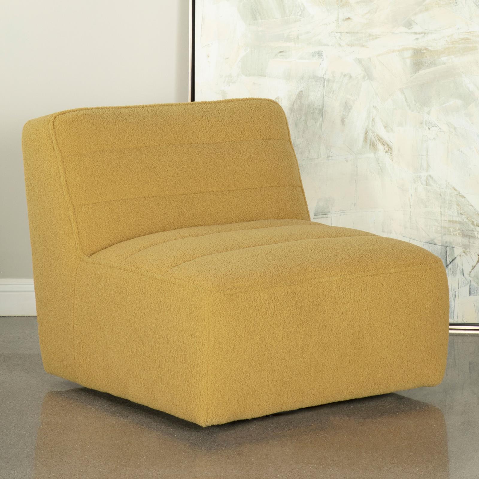 Cobie Mustard Upholstered Swivel Armless Chair - 905724 - Bien Home Furniture &amp; Electronics