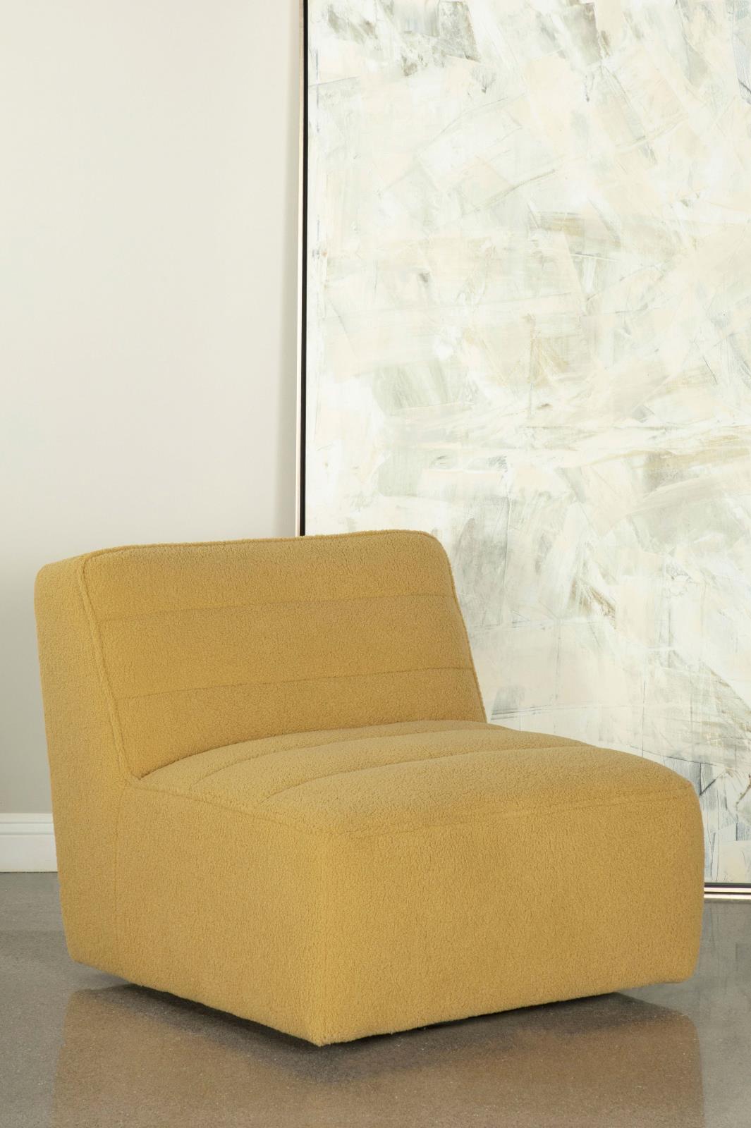 Cobie Mustard Upholstered Swivel Armless Chair - 905724 - Bien Home Furniture &amp; Electronics