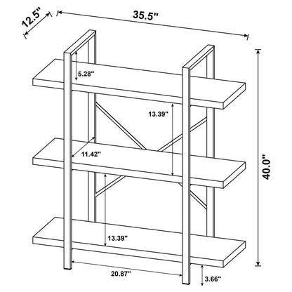 Cole Gray Driftwood/Gunmetal 3-Shelf Bookcase - 805815 - Bien Home Furniture &amp; Electronics