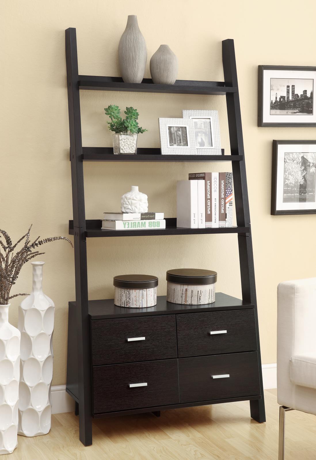 Colella Cappuccino 4-Drawer Storage Bookcase - 800319 - Bien Home Furniture &amp; Electronics