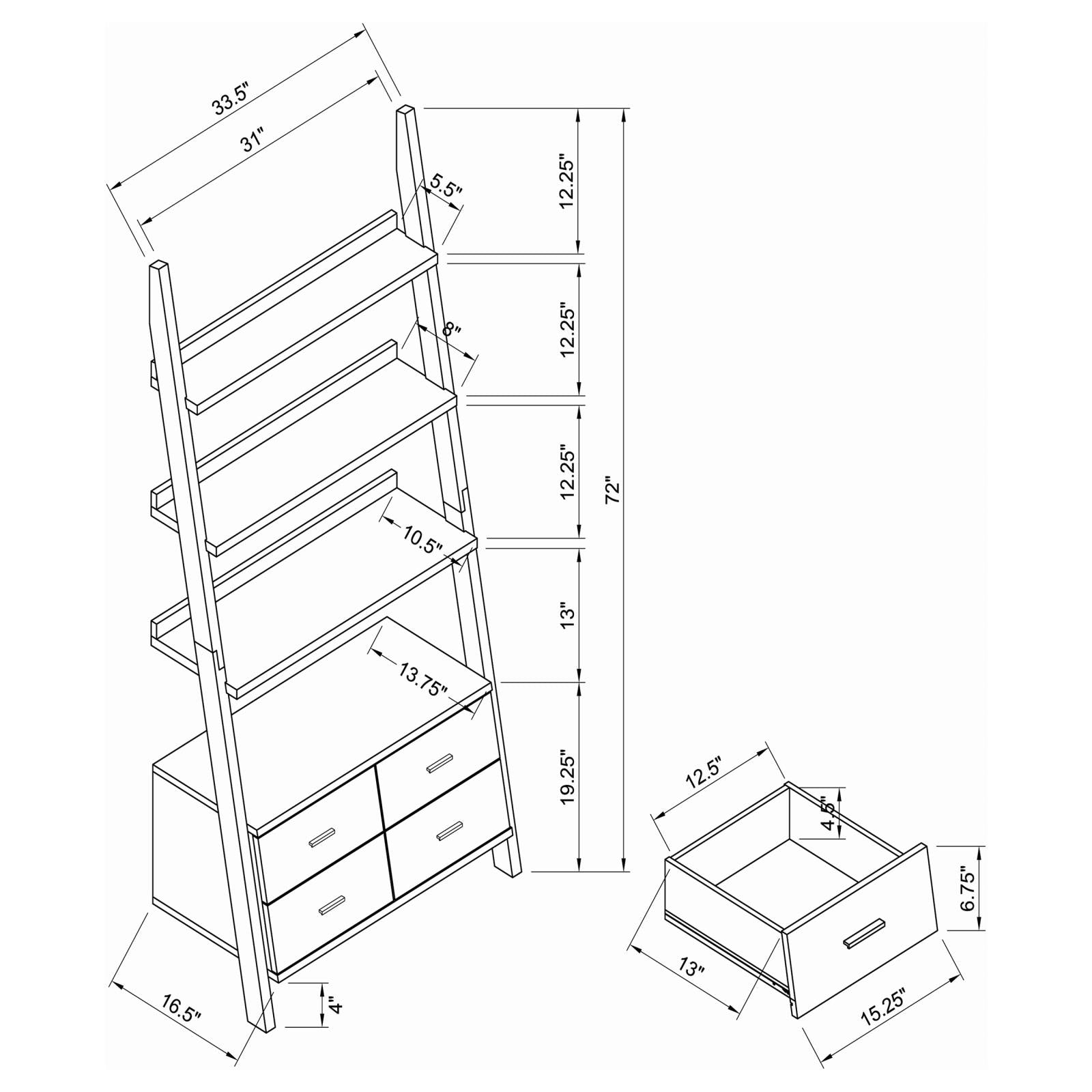 Colella Cappuccino 4-Drawer Storage Bookcase - 800319 - Bien Home Furniture &amp; Electronics