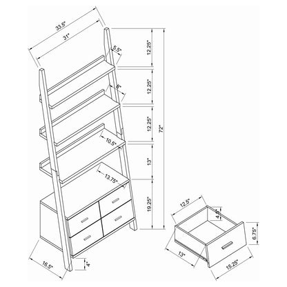 Colella Cappuccino 4-Drawer Storage Bookcase - 800319 - Bien Home Furniture &amp; Electronics