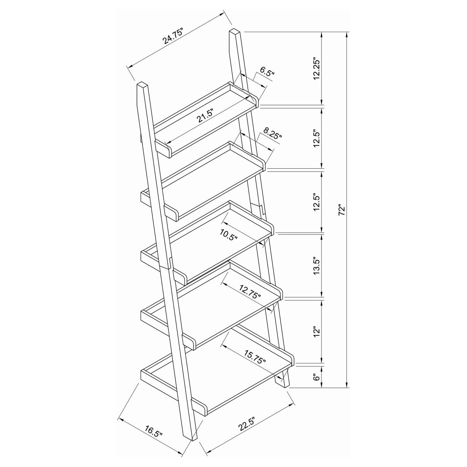 Colella Cappuccino 5-Shelf Ladder Bookcase - 800338 - Bien Home Furniture &amp; Electronics