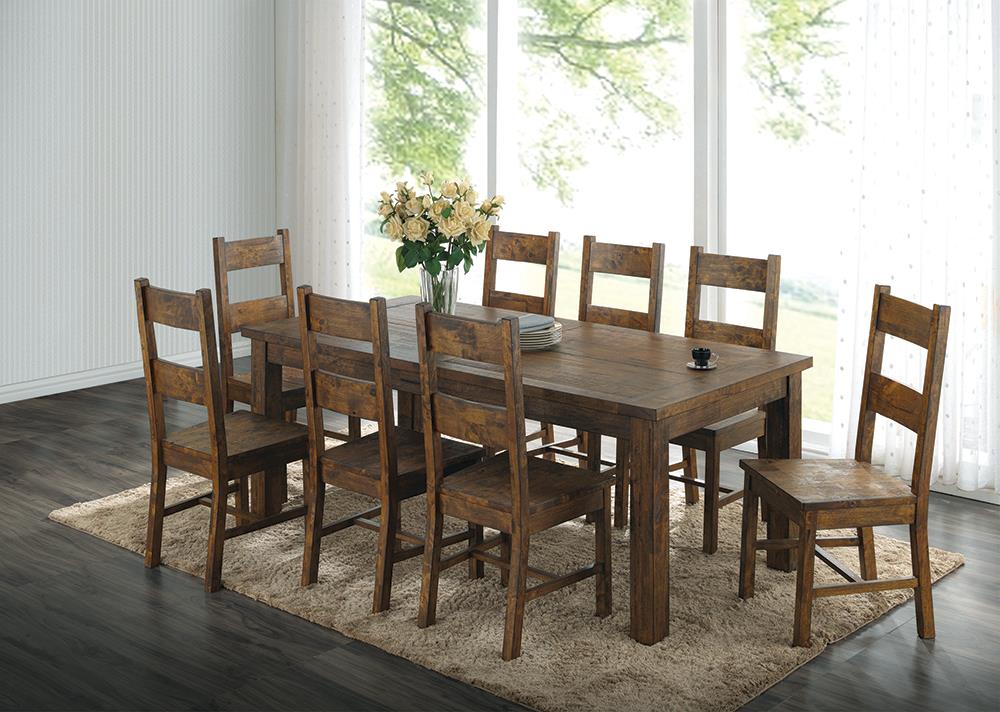 Coleman 9-Piece Rectangular Dining Set Rustic Golden Brown - 107041-S9 - Bien Home Furniture &amp; Electronics