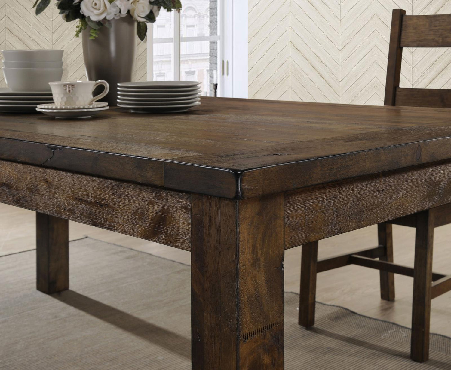 Coleman Dining Room Set Rustic Golden Brown - 107041-S5 - Bien Home Furniture &amp; Electronics