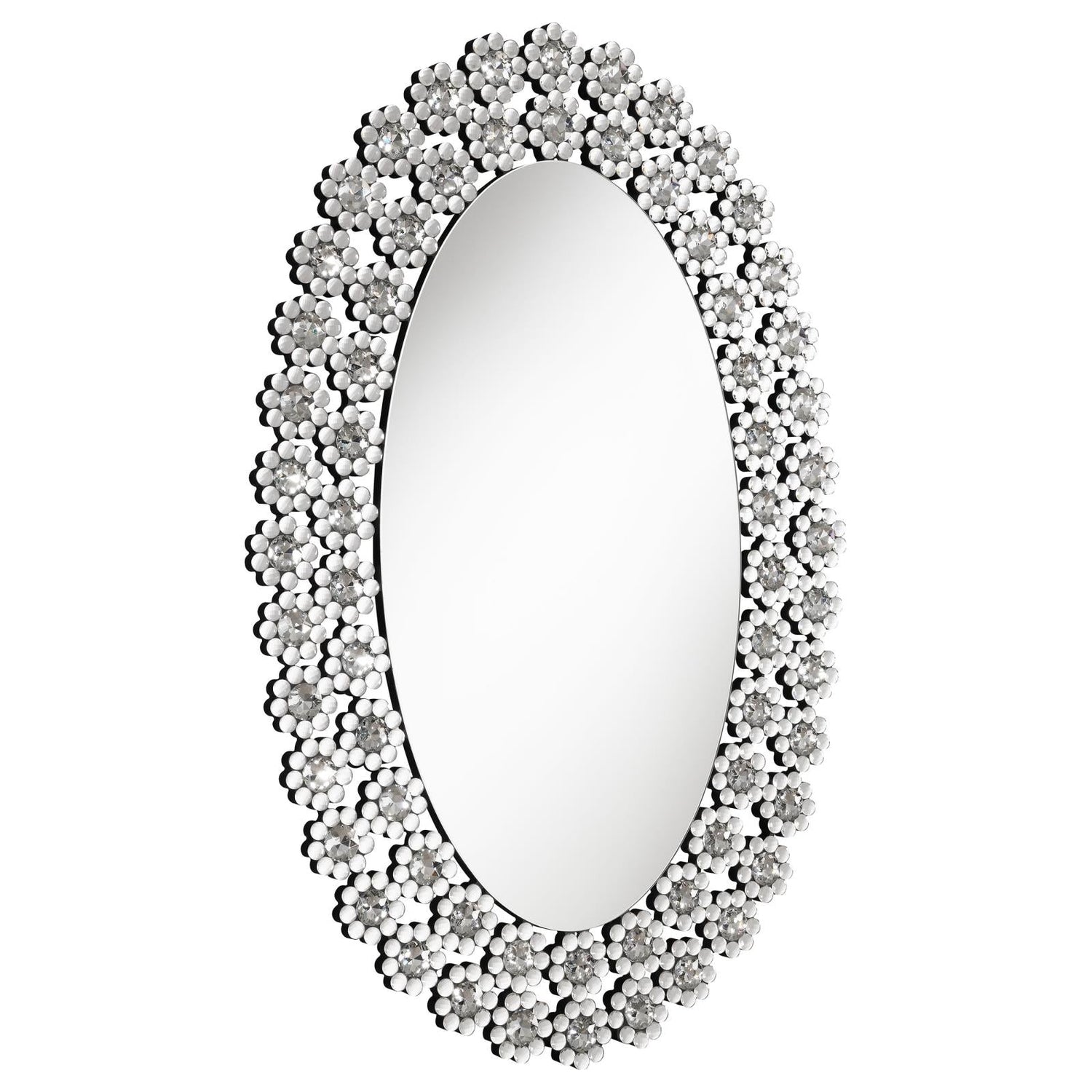 Colleen Oval Wall Mirror with Faux Crystal Blossoms - 961615 - Bien Home Furniture &amp; Electronics