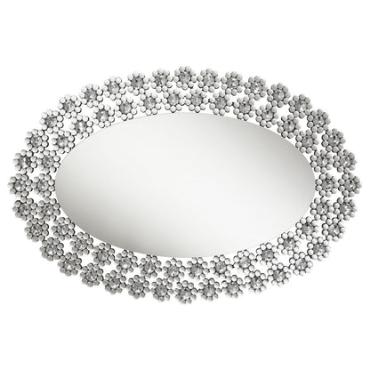 Colleen Oval Wall Mirror with Faux Crystal Blossoms - 961615 - Bien Home Furniture &amp; Electronics