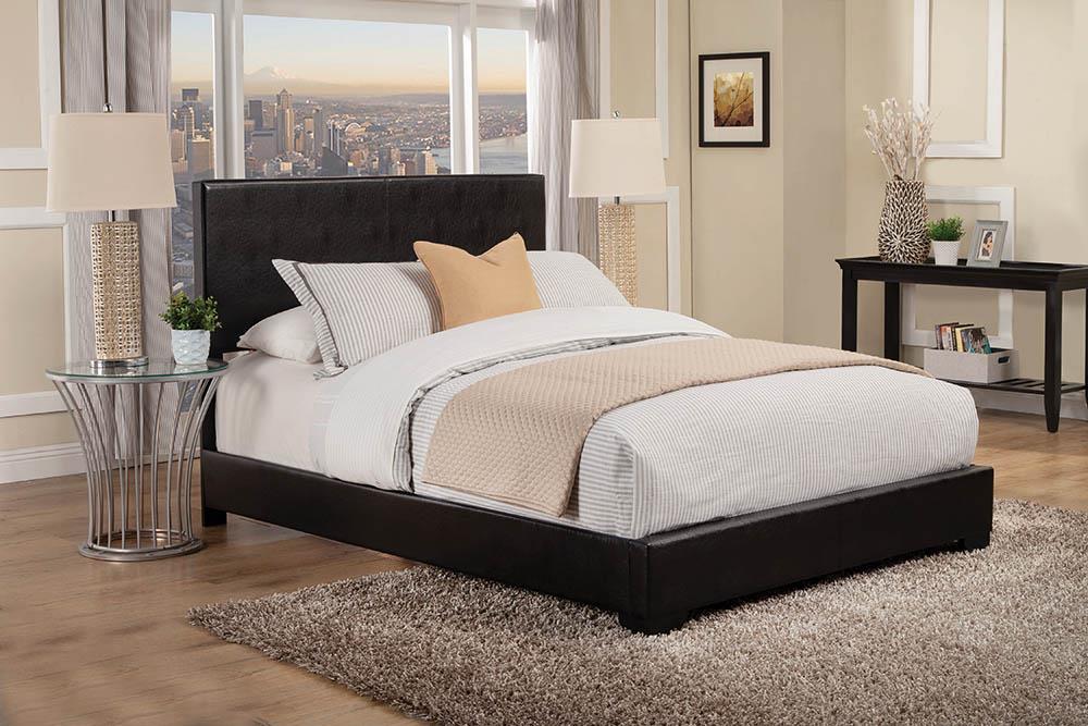 Conner Eastern King Upholstered Panel Bed Black - 300260KE - Bien Home Furniture &amp; Electronics