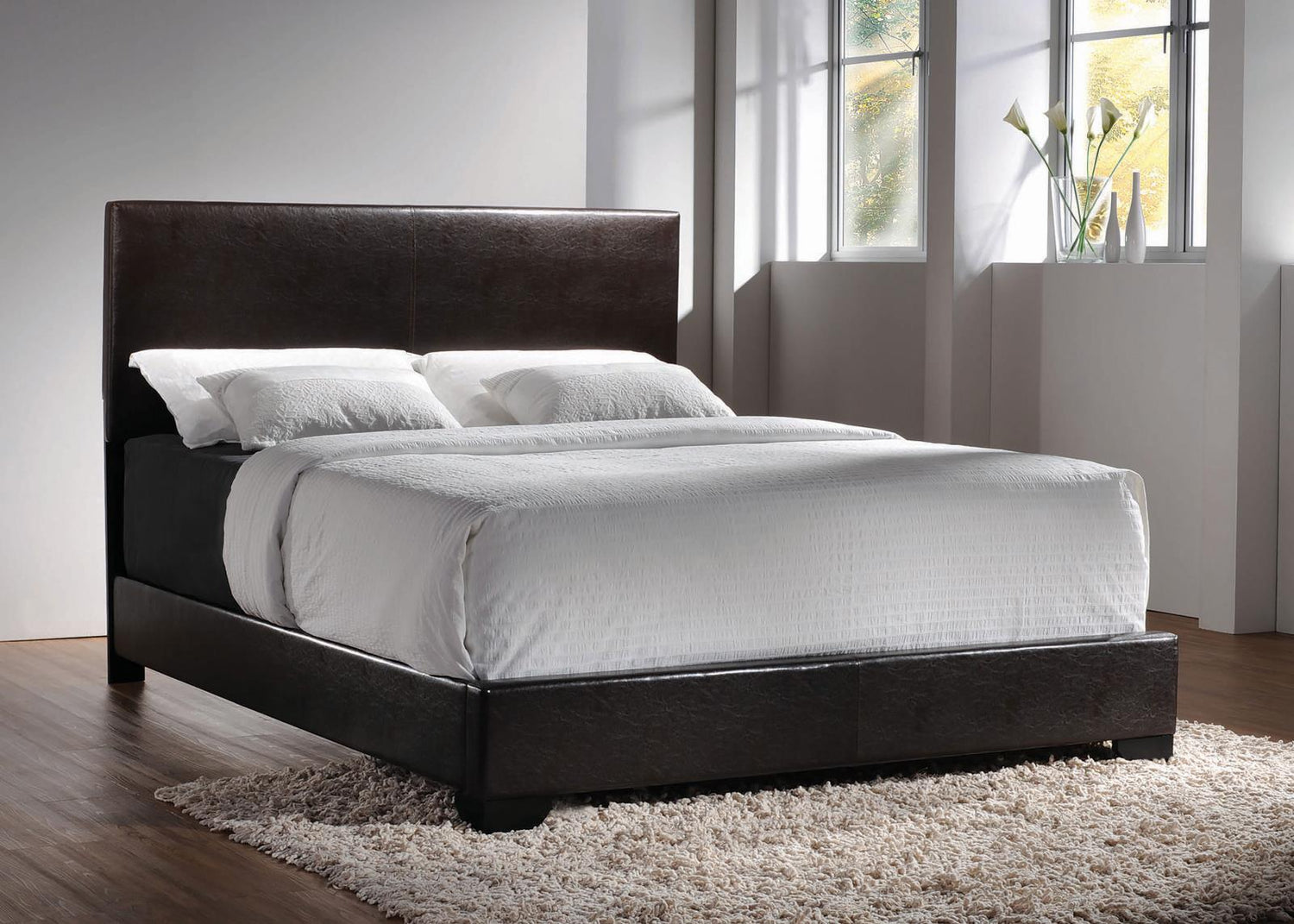 Conner Eastern King Upholstered Panel Bed Dark Brown - 300261KE - Bien Home Furniture &amp; Electronics