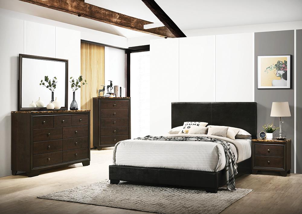 Conner Queen Upholstered Panel Bed Black - 300260Q - Bien Home Furniture &amp; Electronics
