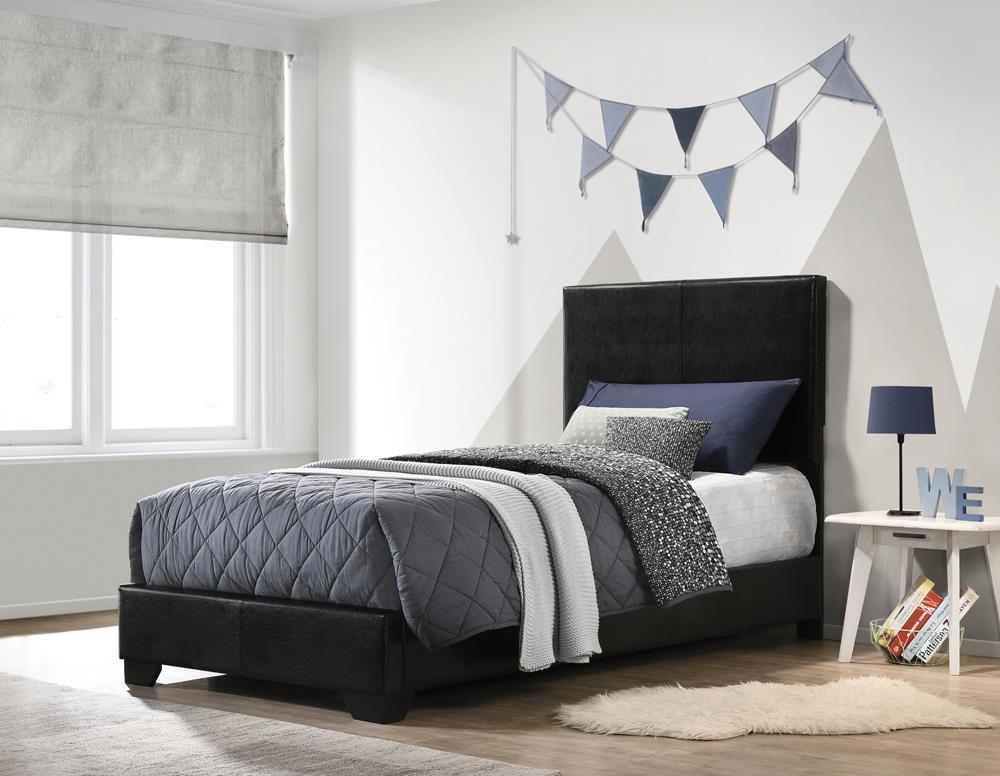 Conner Twin Upholstered Panel Bed Black - 300260T - Bien Home Furniture &amp; Electronics